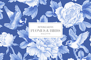 PEONIES AND BIRDS, a Pattern Graphic by Kate Demyanovska (Thumbnail 4 of 10)