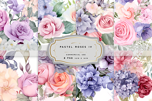 PASTEL ROSES 4. Bundle Of 8 Seamless