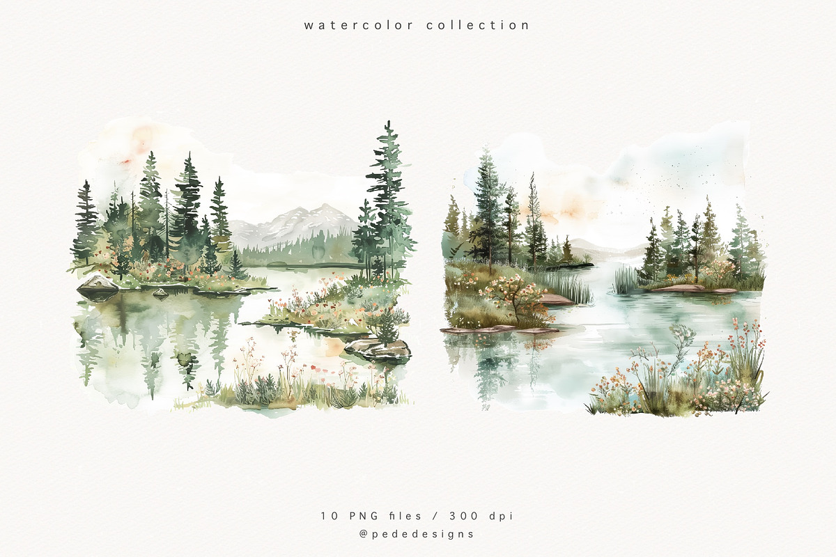 Pine Trees & Lake, a Decorative Illustration by PeDe Designs (Photo 11 of 12)