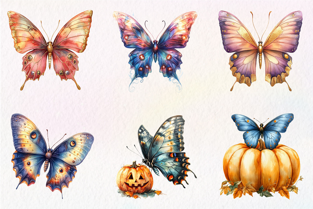 Halloween Butterfly Garden Clipart, an Illustration by CreationArt (Photo 9 of 9)