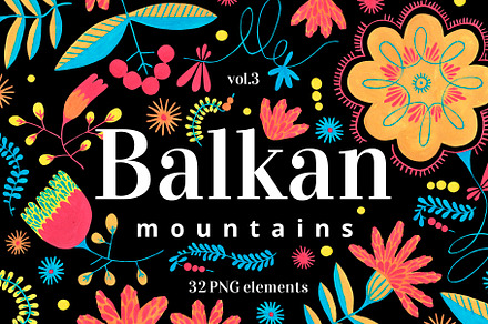Hand-painted folk gouache pattern