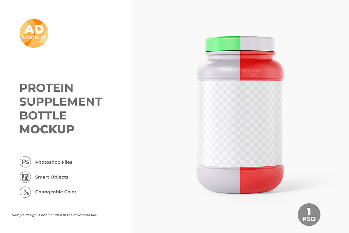 Protein Jar Bottle Mockup (1PSD), a Packaging Mockup by Adstart (Photo 2 of 5)