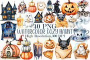 Watercolor Cozy Haunt Clipart Bundle, an Illustration by Sublimation Artist (Thumbnail 1 of 6)