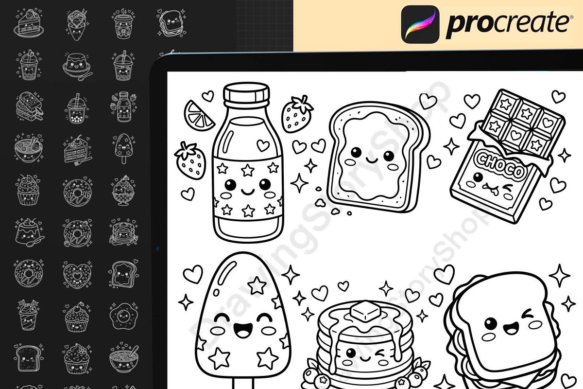 150 Procreate Sweet Doodle Stamps, a Brush Add-On by DrawingStoryShop (Photo 4 of 6)