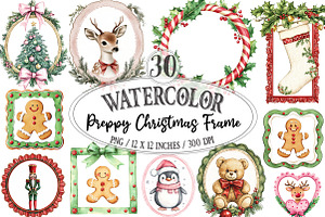 Preppy Christmas Frame PNG