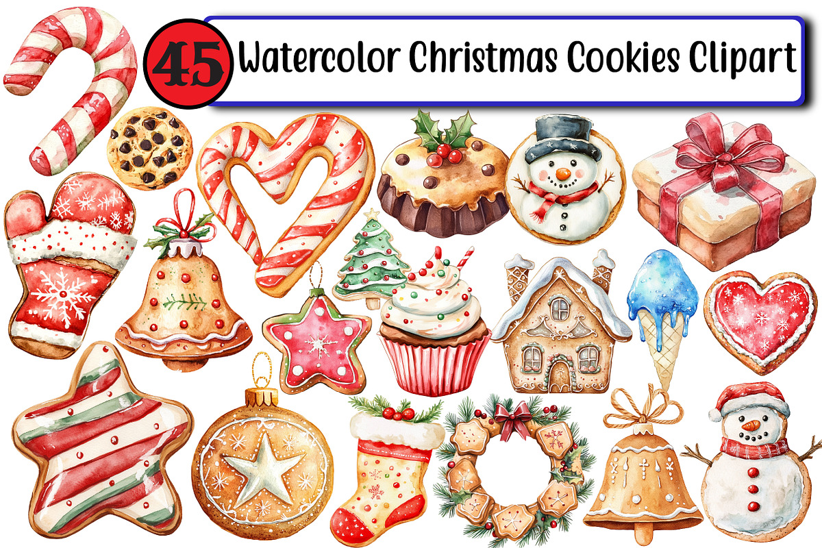 Watercolor Christmas Cookies, an Illustration by Design Market (Photo 1 of 3)