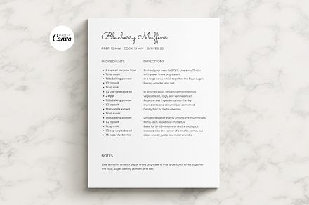 Recipe Template CANVA
