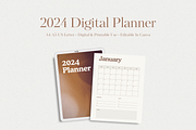 2024 Digital Planner Canva, a Stationery Template by The Chaos Project (Thumbnail 1 of 7)