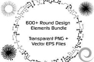 600 Round Design Elements Bundle, an Object Illustration by Kseniya-Omega