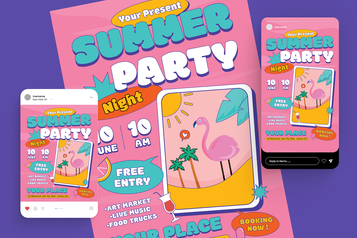 Summer Party Flyer Set, a Flyer Template by Annora Studio (Photo 2 of 6)