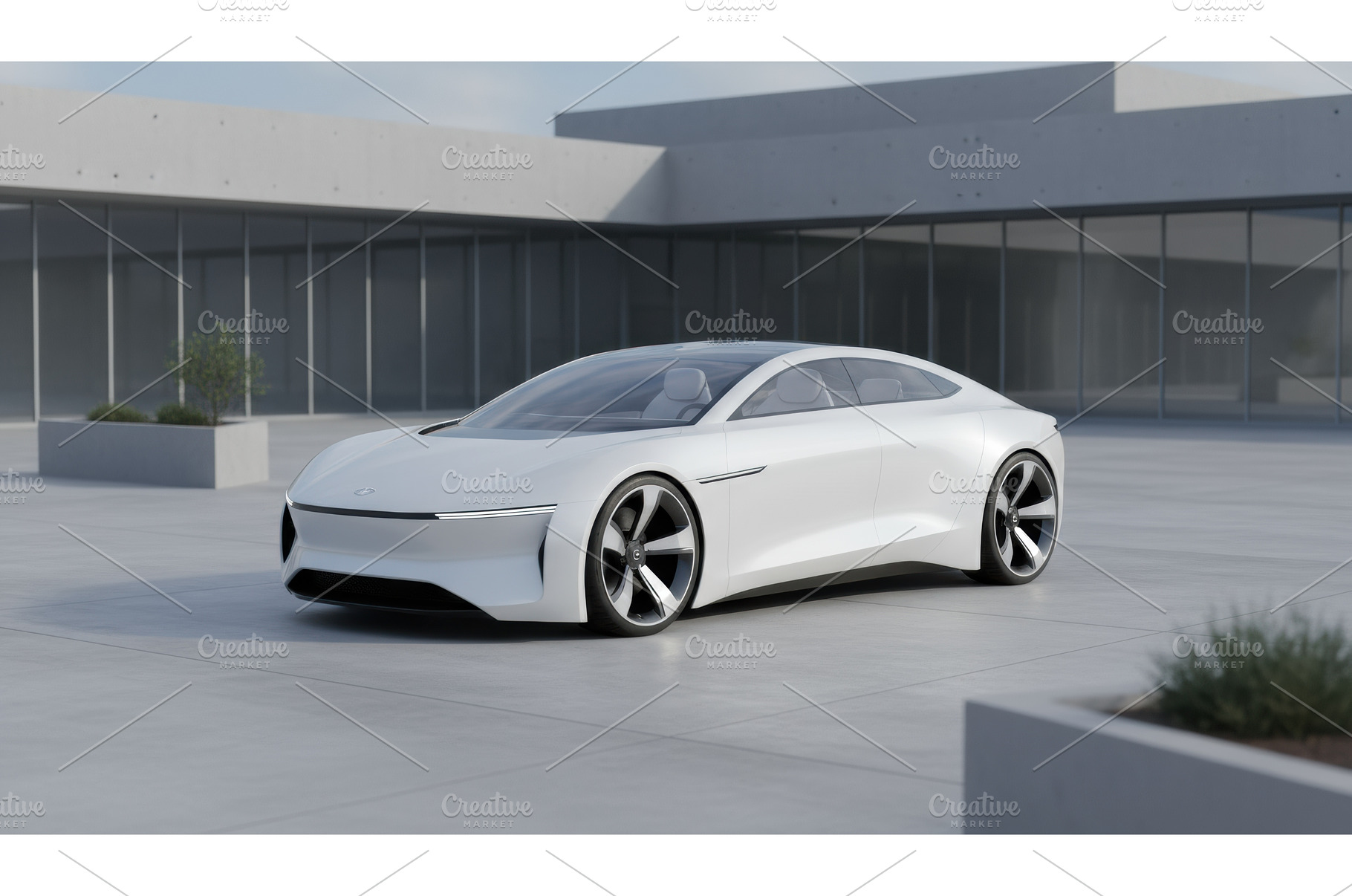 Sleek white futuristic electric car, an Architecture Photo by Igor Tichonow