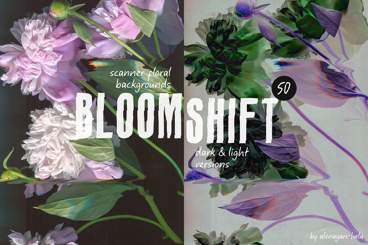 BLOOMSHIFT glitch floral backgrounds, a Background Graphic by alenaganzhela (Photo 1 of 8)