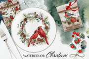 Christmas watercolor clipart, a Seasonal Illustration by RushkinaAntonina (Thumbnail 2 of 7)