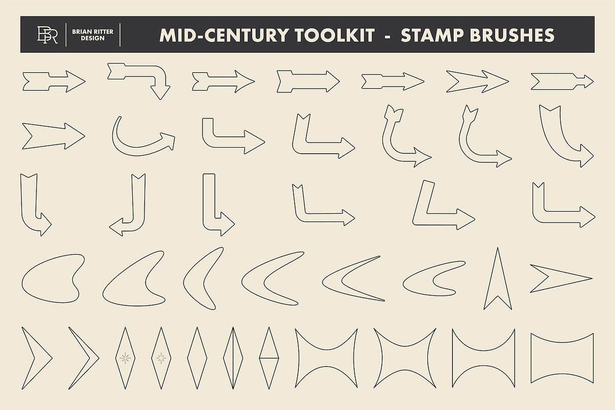 Mid-Century Retro Toolkit Procreate, a Brush Add-On by Brian Ritter Design (Photo 5 of 11)