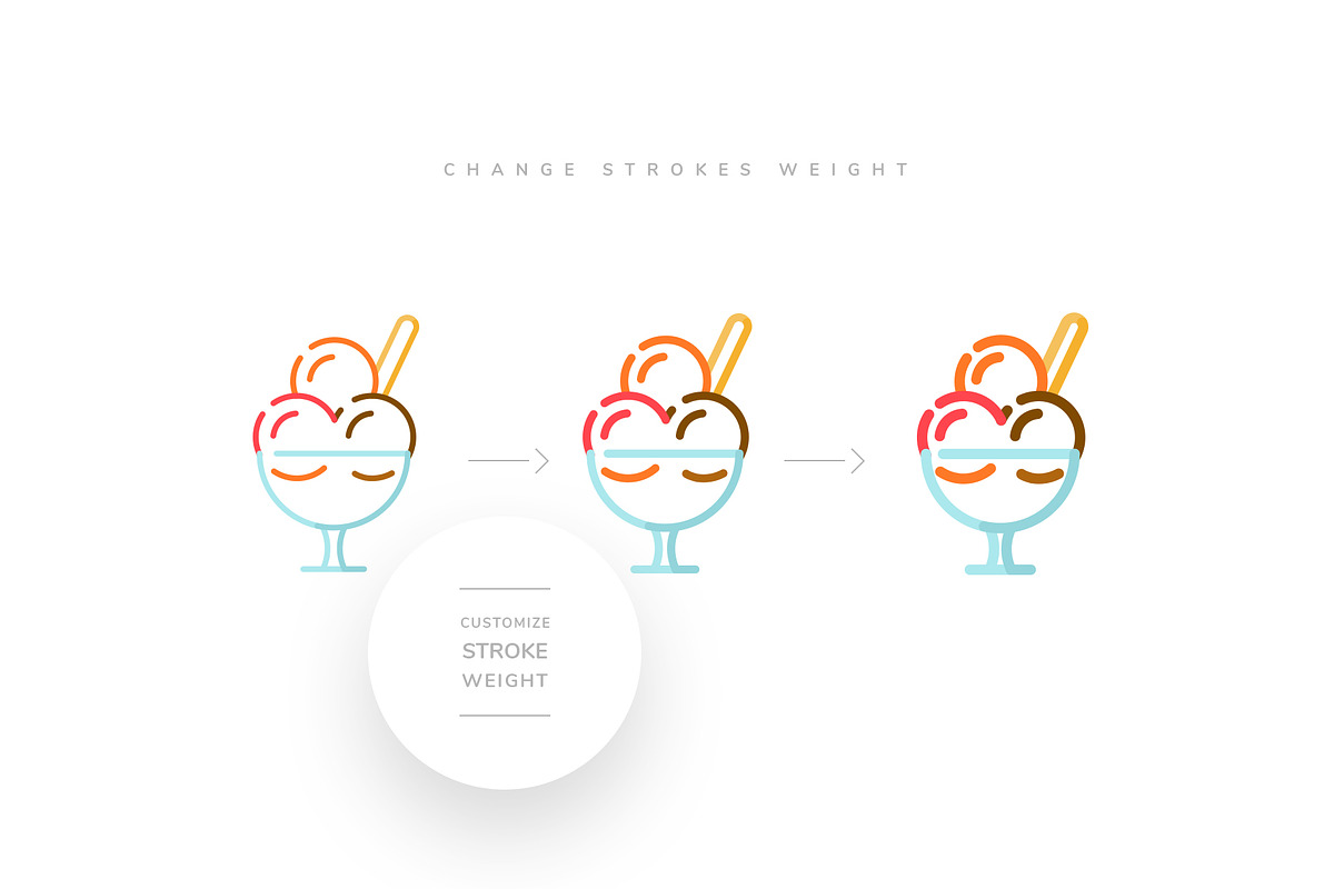 Ice Cream Line Icons, an Outline Icon by blauananas (Photo 3 of 7)