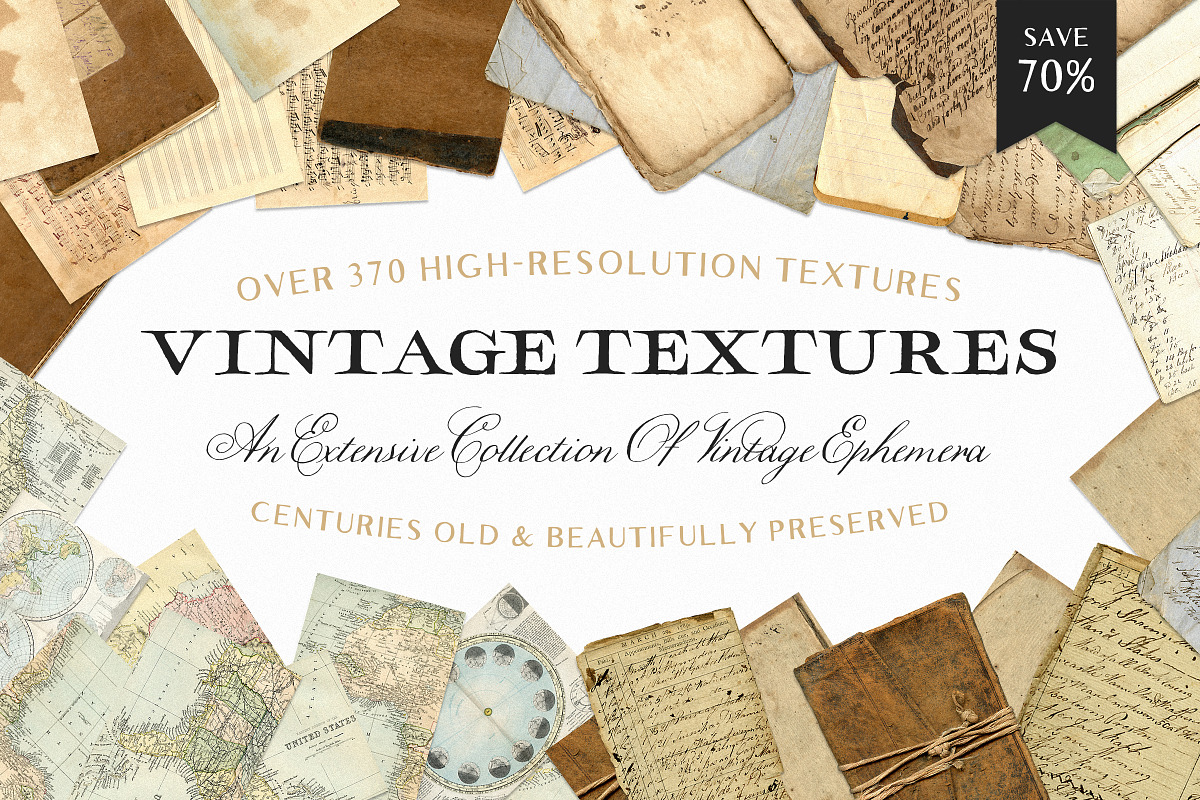 Vintage Textures & Ephemera Bundle, a Texture Graphic by Century Library (Photo 1 of 21)