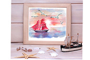 Watercolor nautical illustration, an Object Illustration by AkvarelRiver (Thumbnail 6 of 18)