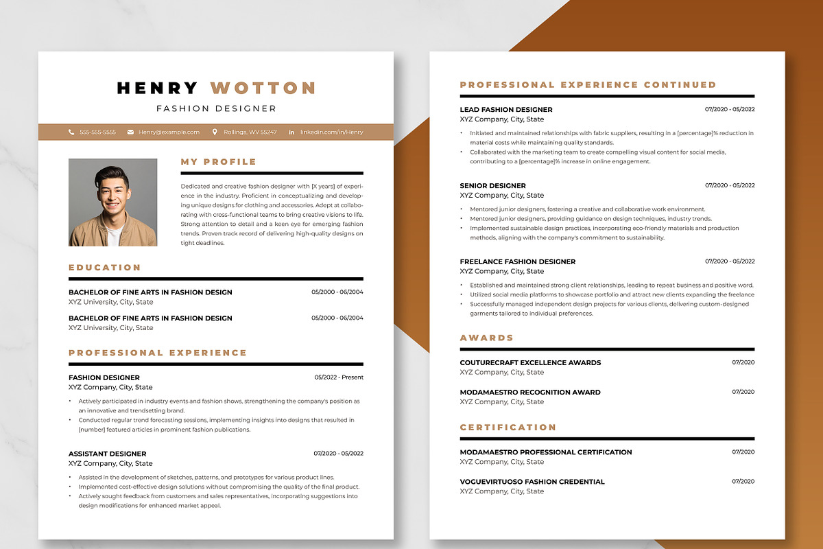 Fashion Designer Resume Template, a Resume Template by ResumeInventor (Photo 3 of 9)