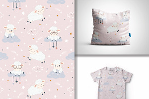 Kawaii Cute Sheeps Digital Papers