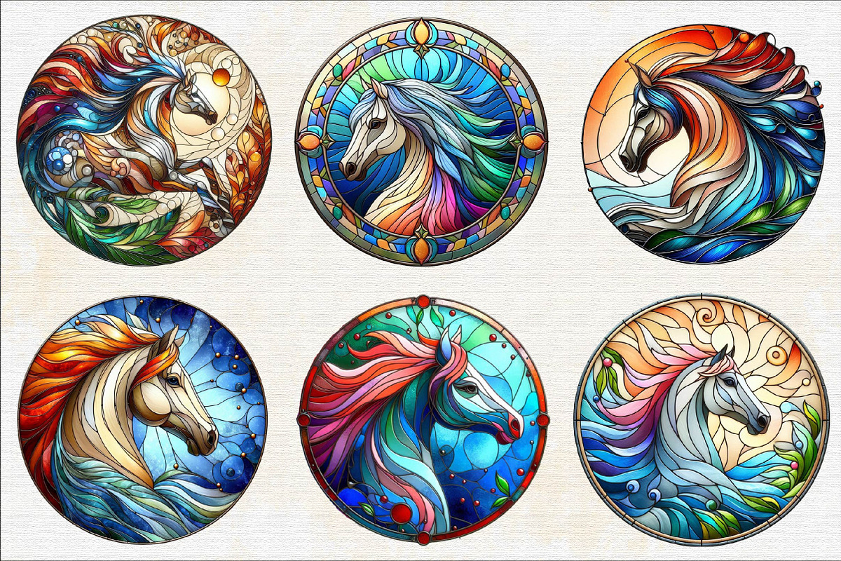 Horse Stained Glass Clipart  Sublim, an Illustration by SVGArt (Photo 4 of 5)
