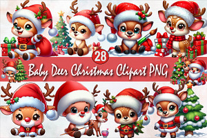 Baby Deer Christmas Sublimation Clip, an Illustration by SVGArt