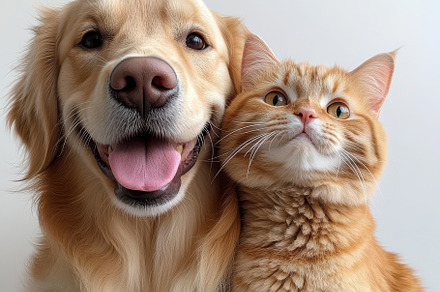Golden Retriever and Ginger Cat Best, an Animal Photo by Pixeness