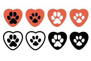 Cat and dog paw prints on love heart, an Animal Illustration by Vectorbuum