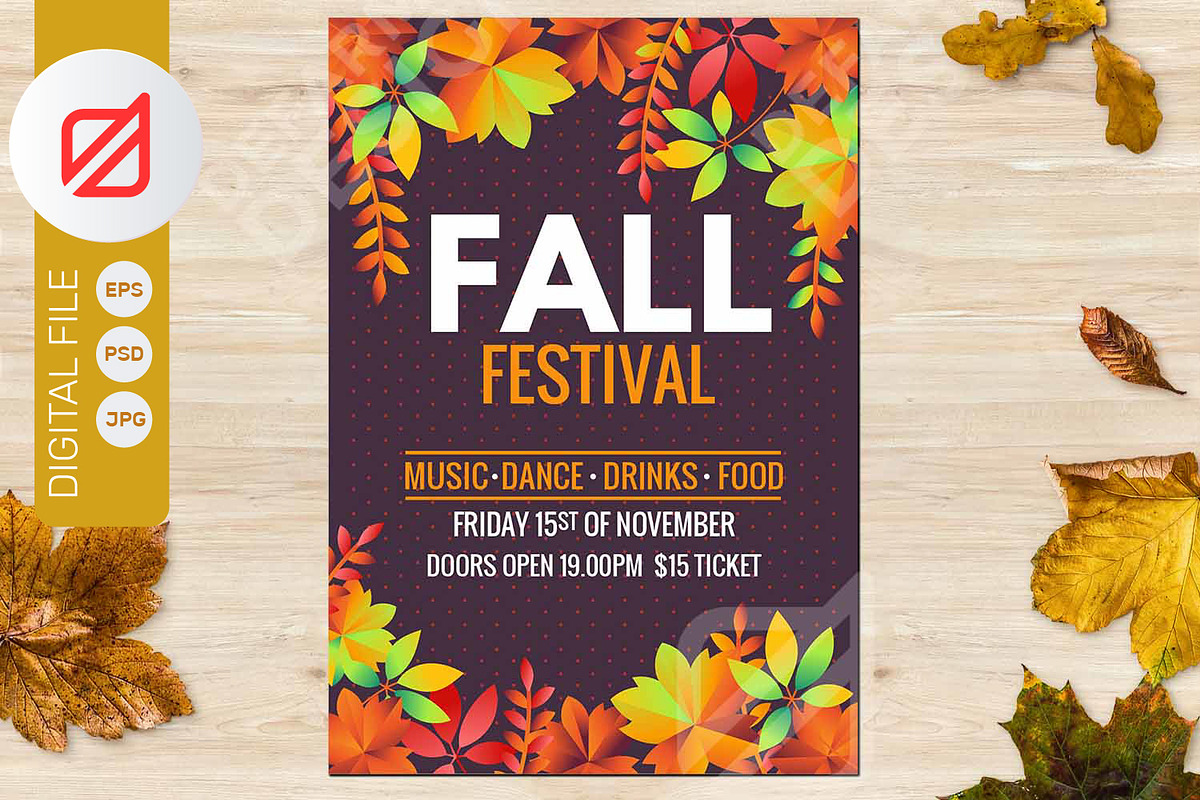 Fall Festival Autumn Party Flyer, a Flyer Template by defarmerdesign