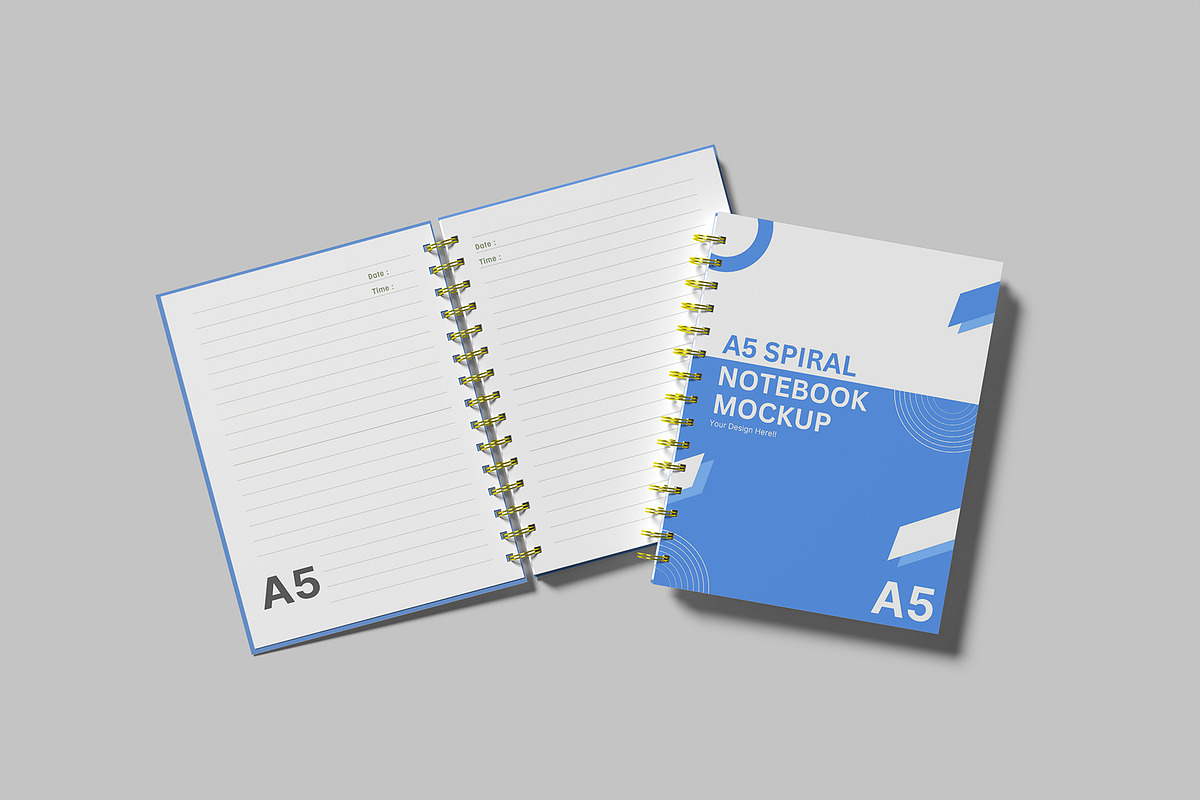 A5 Spiral Notebook Mockup Set, a Print Template by Graphiculon (Photo 9 of 11)