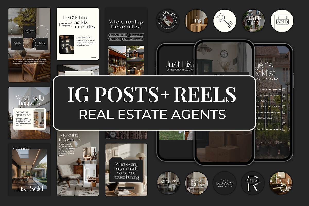 Instagram Bundle for Real Estate, a Social Media Template by Meraki Templates (Photo 1 of 13)