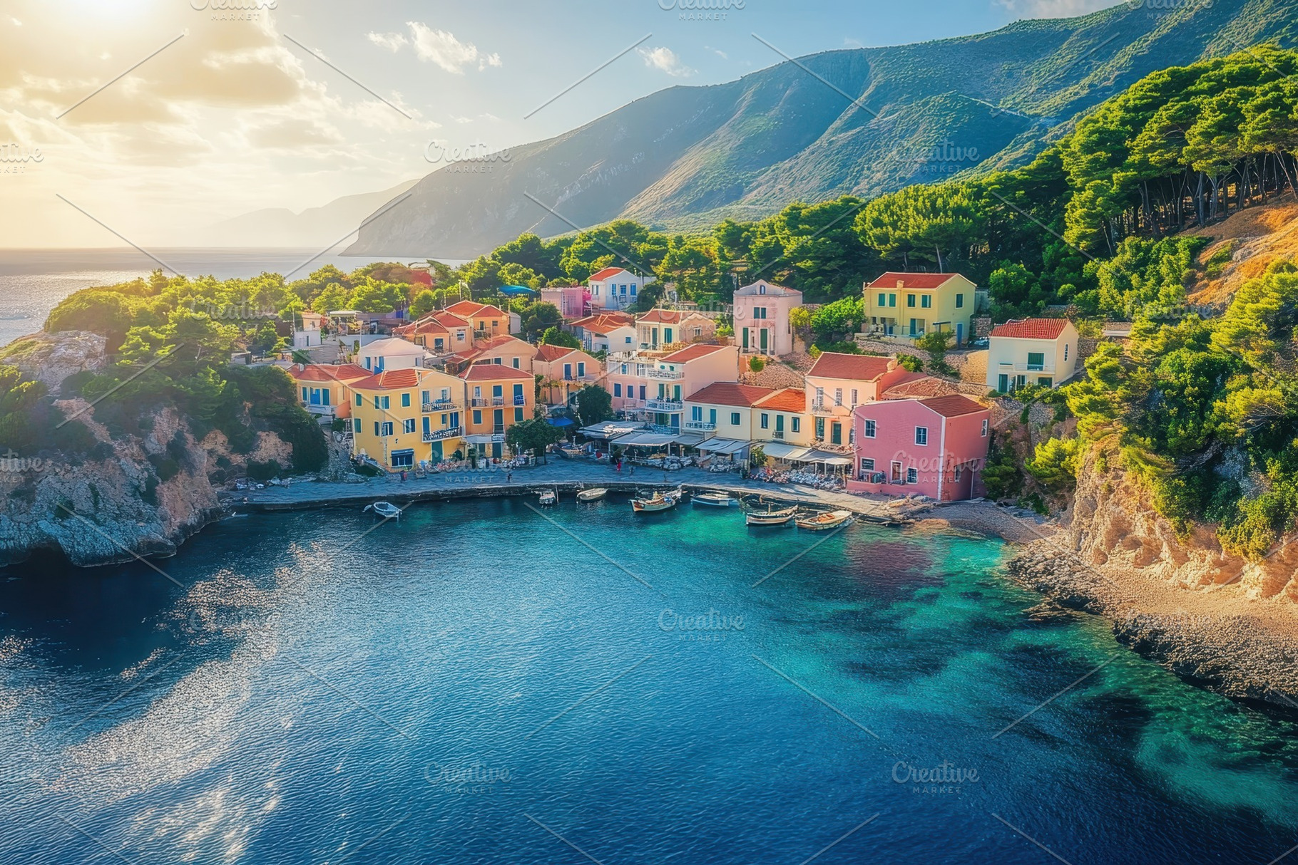 Charming coastal village of Assos in, a Photo by Iftikhar Alam