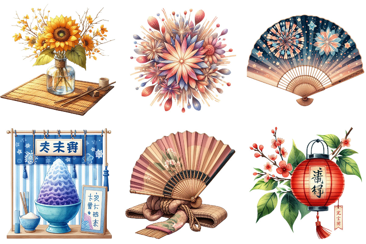 Japanese Summer Aesthetic Clipart, an Illustration by Pixels.Craft (Photo 2 of 7)