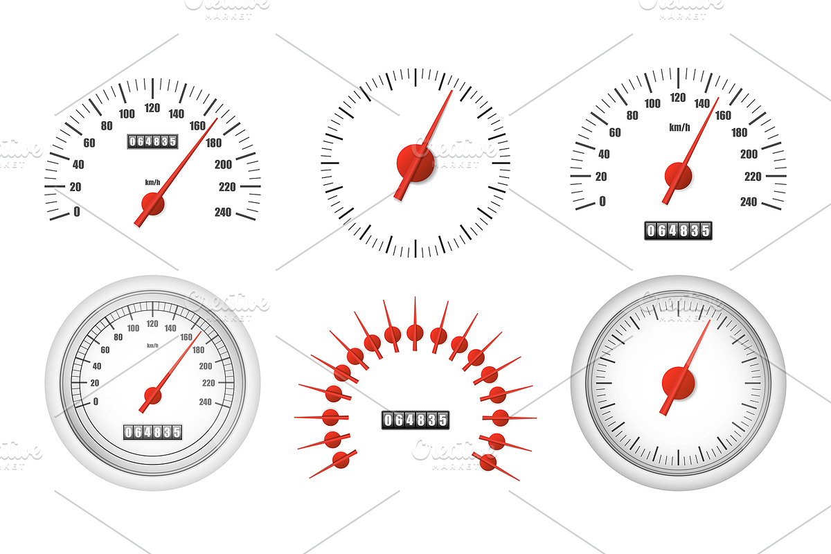 Realistic speedometers pack isolated, an Object Graphic by PhotoVector