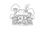 Whimsical Mushroom House Line Art bu, an Illustration by Designs_River (Thumbnail 22 of 51)