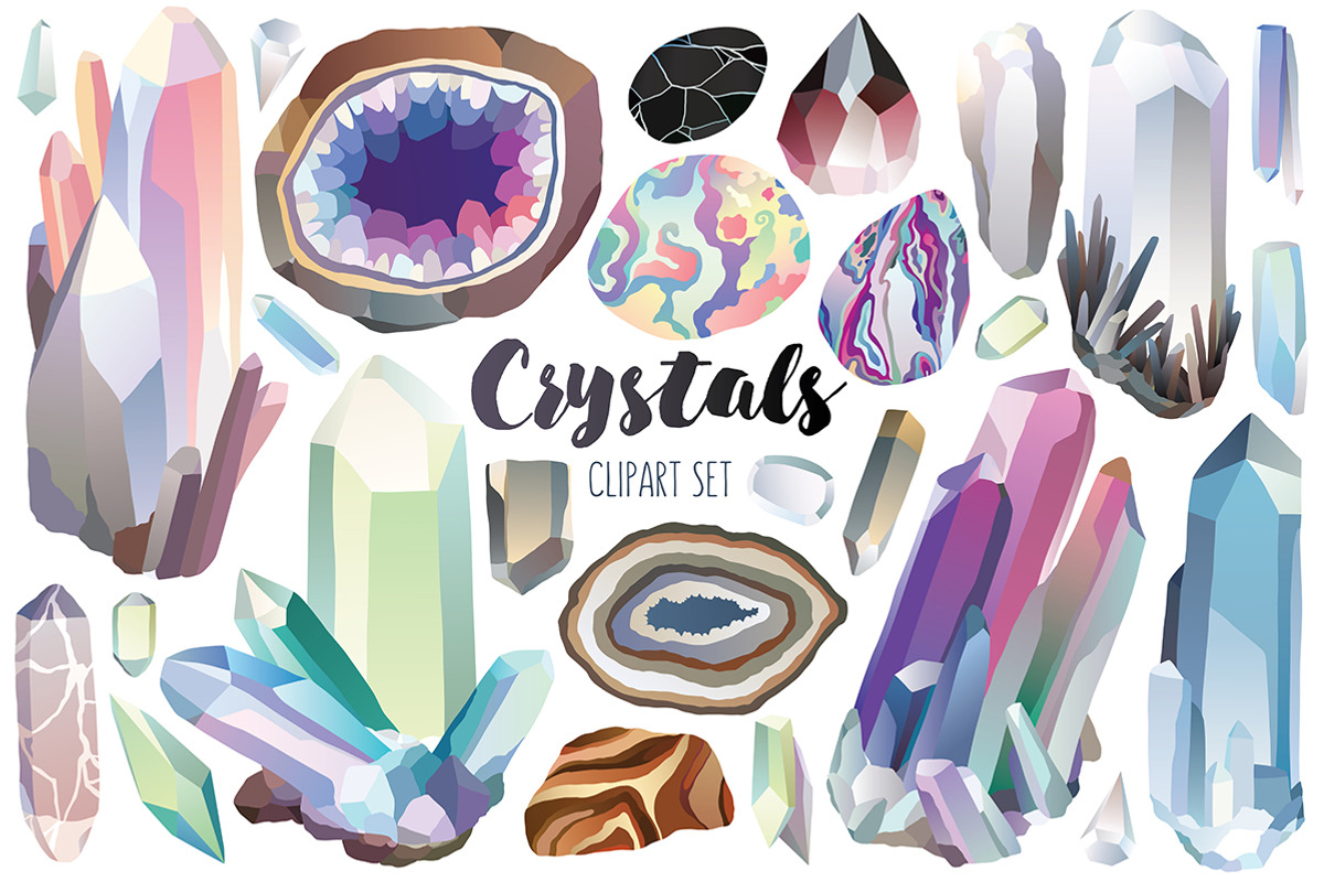 Crystals & Gems Clipart Bundle, an Object Illustration by Kenna Sato Designs