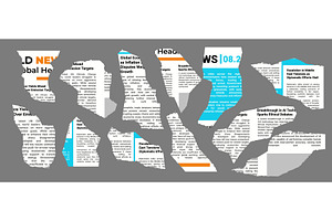 Colorful newspaper clippings collage, an Illustration by skripnikbb