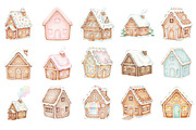 Watercolor Gingerbread House Clipart, an Illustration by Designking (Thumbnail 2 of 5)
