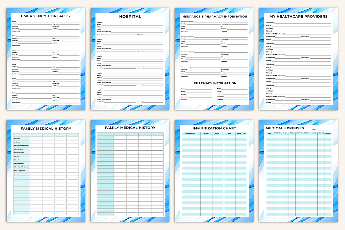 Medical Tracker Mega Bundle, a Stationery Template by Designmela01 (Photo 3 of 10)