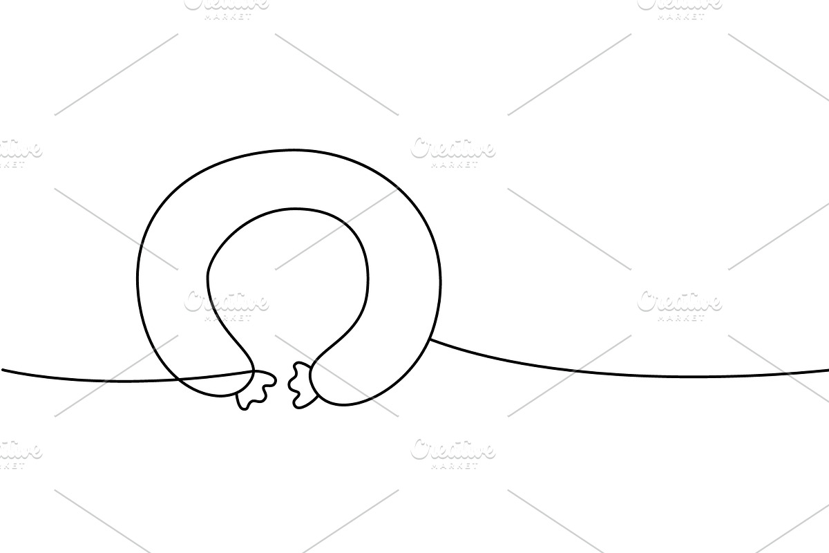 Round sausage one line continuous, a Food Illustration by GraphiShop
