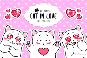 Cat in Love | Clipart & Patterns