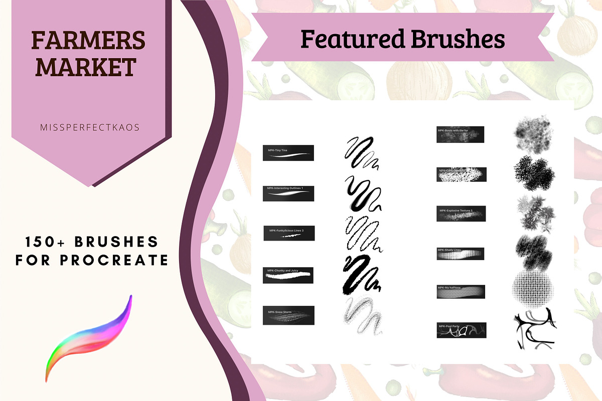 Farmers Market-150 Procreate Brushes, a Brush Add-On by MissPerfectKaos (Photo 10 of 11)