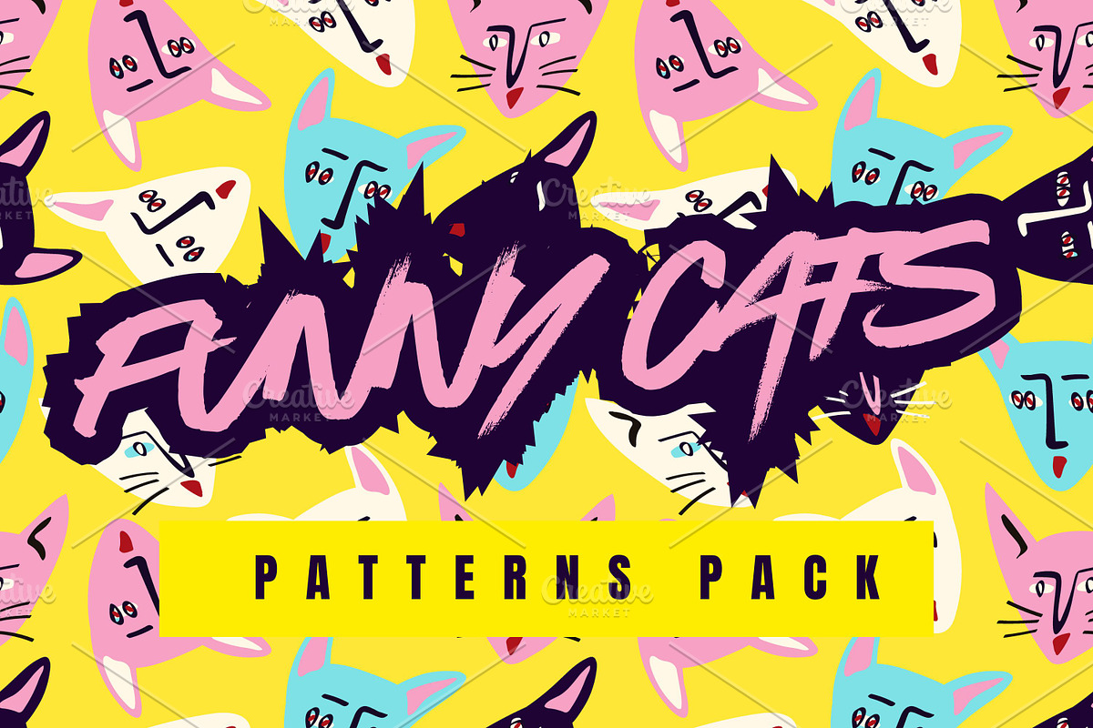 Cartoon Cats Seamless Patterns, a Pattern Graphic by Art's and patterns (Photo 1 of 9)