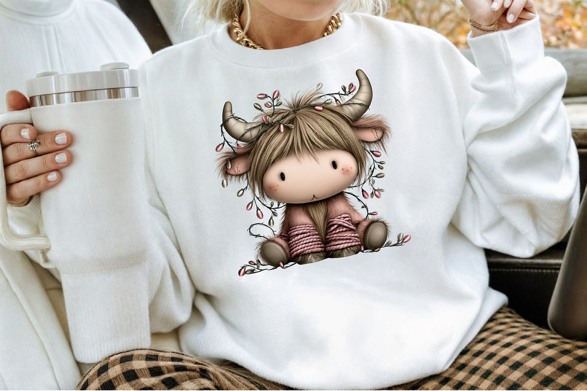 Funny Christmas Highland Cow Clipart, an Illustration by Sublimation Artist (Photo 4 of 6)