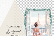 Watercolor pink girl winter Paris, a Person Illustration by Invite to Clipart (Thumbnail 12 of 12)