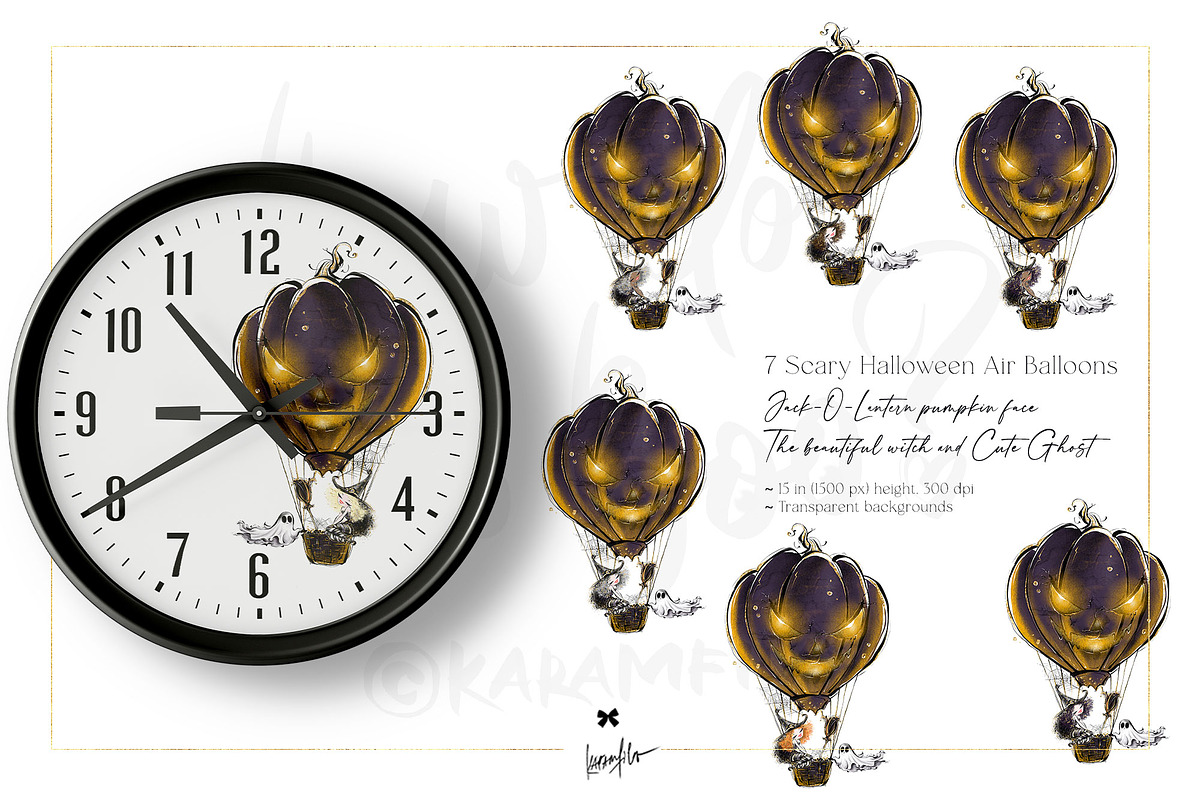 Cute Halloween Witch Ghost Clipart, a Seasonal Illustration by KaramfilaS (Photo 4 of 9)