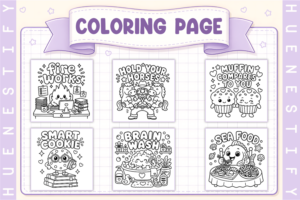Literal Humor Coloring Book, a Decorative Illustration by HueNestify (Photo 3 of 4)