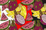 Botanical tropical fruits maximalist, a Pattern Graphic by NayaChu (Thumbnail 1 of 9)