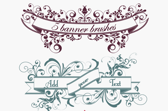 Floral Banner Scroll Brushes preview 4