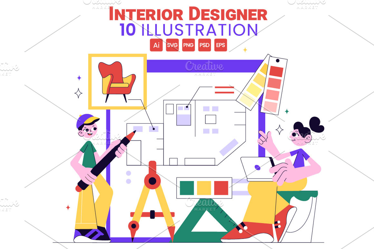 10 Interior Designer Illustration, an Object Illustration by denayunebgt (Photo 1 of 4)