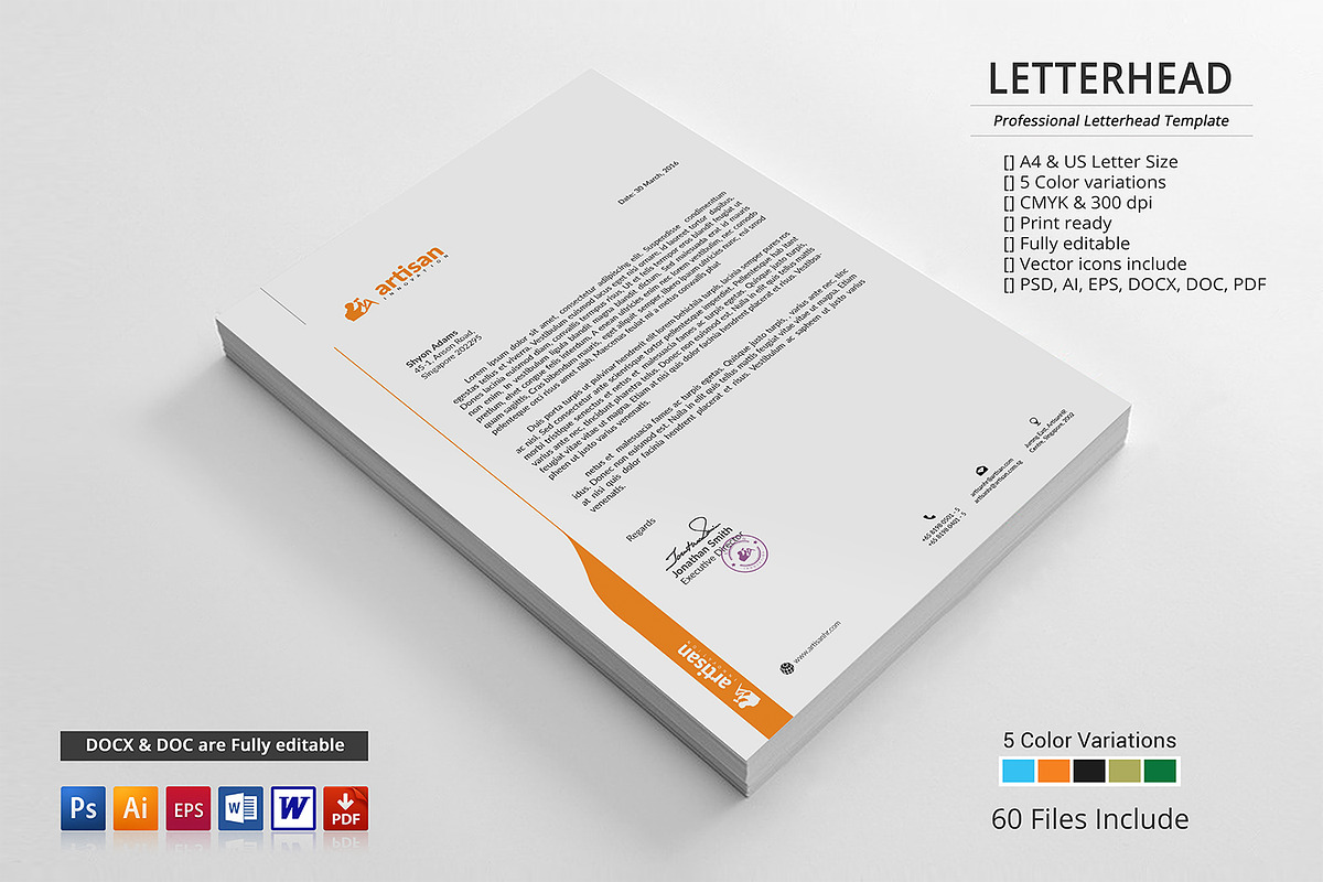 Letterhead, a Stationery Template by artisanHR (Photo 1 of 6)